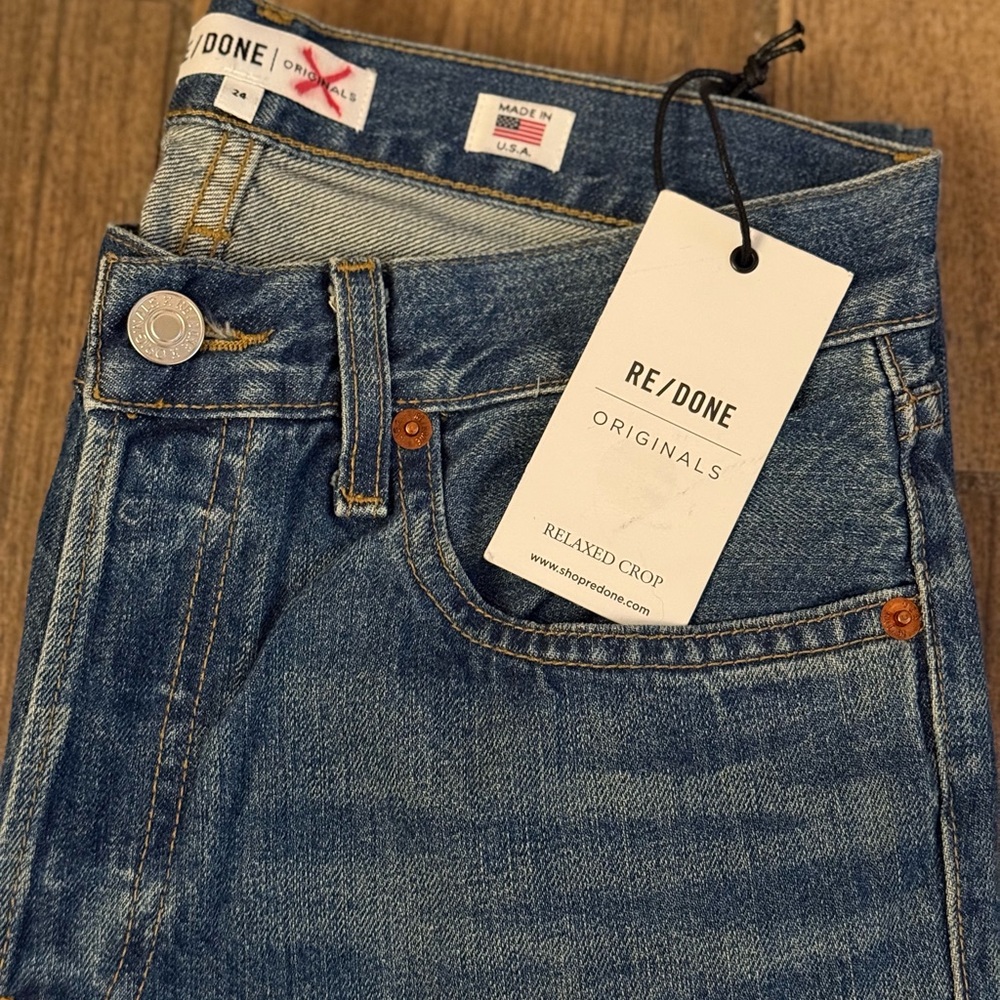 NWT Re/Done Relaxed Crop Jeans / Raw Hem